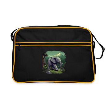 Elephant Africa Asia Animal Baby Elephant - Retro Bag - black/gold - Front