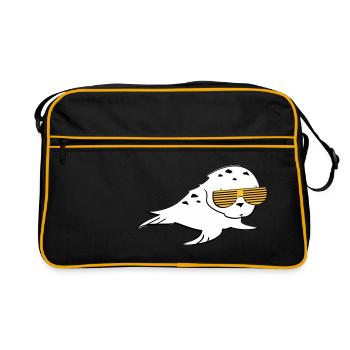 Robbe mit Shutter Shades - Retro Tasche - Schwarz/Gold - Vorne