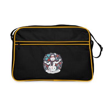 Schneemann - Retro Tasche - Schwarz/Gold - Vorne