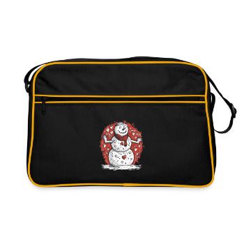 Schneemann - Retro Tasche - Schwarz/Gold - Vorne