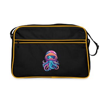 Octopus Wintersport - Retro Tasche - Schwarz/Gold - Vorne