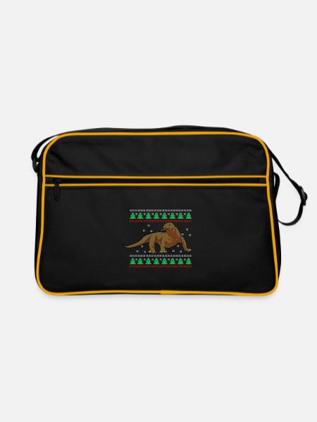Komodowaran Komodo Liebhaber Geschenk - Retro Tasche - Schwarz/Gold - Vorne
