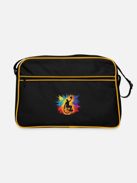 Cadeau de basketball en fauteuil roulant - Sac Retro - noir/or - Devant
