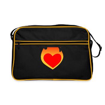 Burning heart - Retro Bag - black/gold - Front