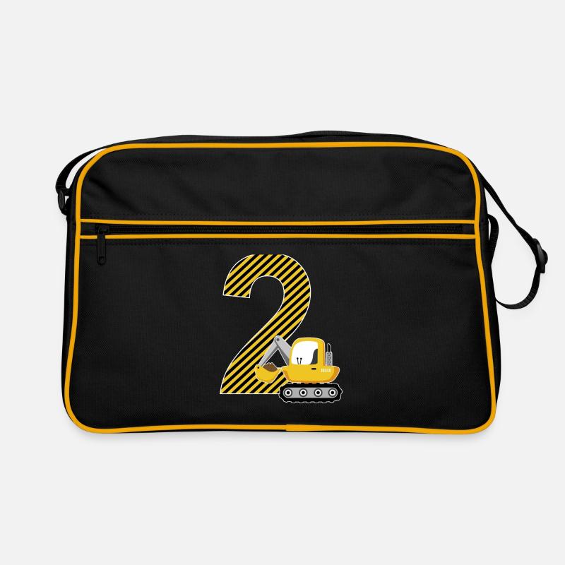 2. Geburtstag Geschenk Bagger Zahl 2 Jahre Jungen Retro Tasche