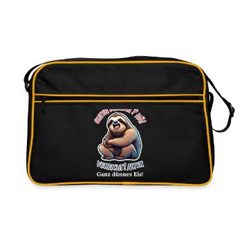 Good morning? Huh! Beware of old very thin ice - Retro Bag - black/gold - Front