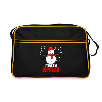 Snowman bipolar funny saying winter - Retro Bag - black/gold - Front