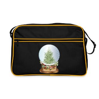 beautiful nostalgic snow globe with Christmas tree - Retro Bag - black/gold - Front
