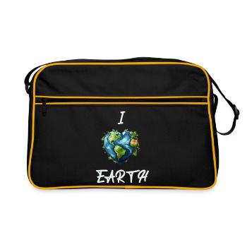 Ich liebe das Licht der Erde - Retro Tasche - Schwarz/Gold - Vorne