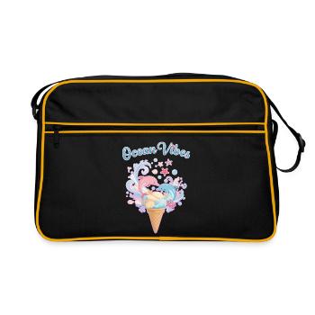 Eiscreme & Delfine Design 🍦🐬🐬 - Retro Tasche - Schwarz/Gold - Vorne