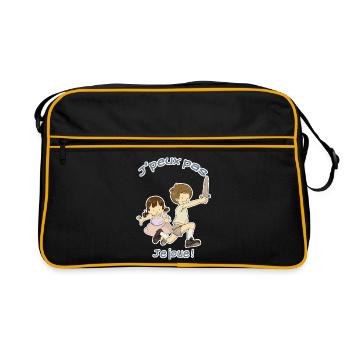 Ich kann nicht, ich spiele! - Retro Tasche - Schwarz/Gold - Vorne