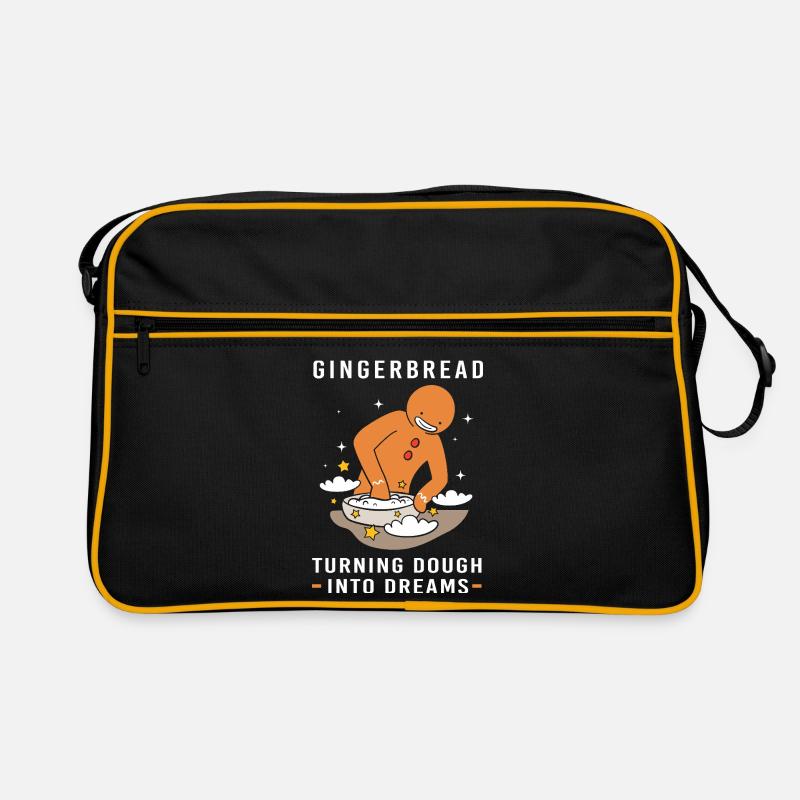 Lebkuchen Weihnachten Lebkuchenmann Gingerbread - Retro Tasche - Schwarz/Gold