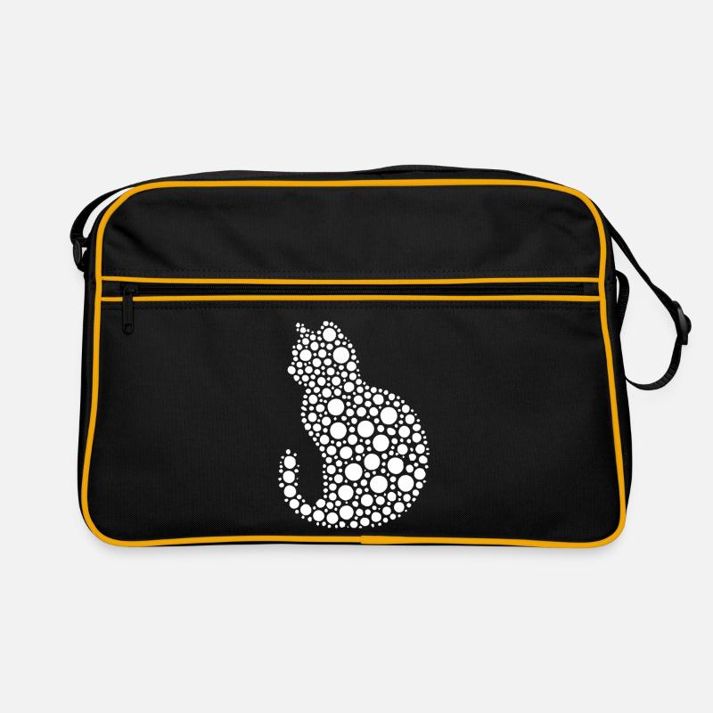 Dot Art Cats Silhouette for Cat Lovers Retro Bag