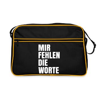 Mir fehlen die Worte - Retro Tasche - Schwarz/Gold - Vorne