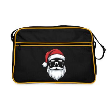 Santa mit Brille Nerdige Weihnacht - Retro Tasche - Schwarz/Gold - Vorne