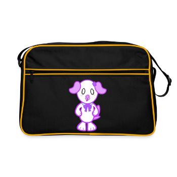 KawaiiDOGGOS – Flora-Druck - Retro Tasche - Schwarz/Gold - Vorne