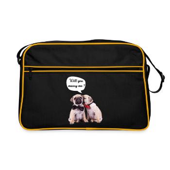Willst du mich heiraten? - Retro Tasche - Schwarz/Gold - Vorne
