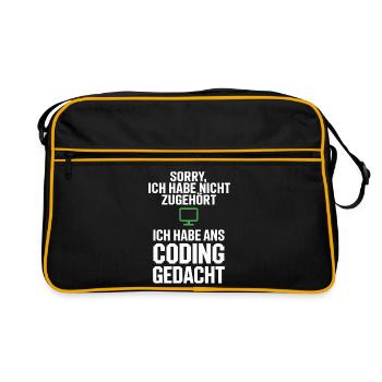 Sorry, ich habe ans Coding gedacht - Retro Tasche - Schwarz/Gold - Vorne