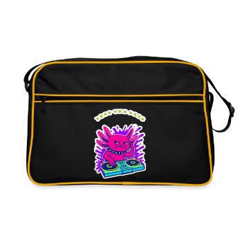 DJ Axlotl en colère - Design néon Drop the Bass - Sac Retro - noir/or - Devant