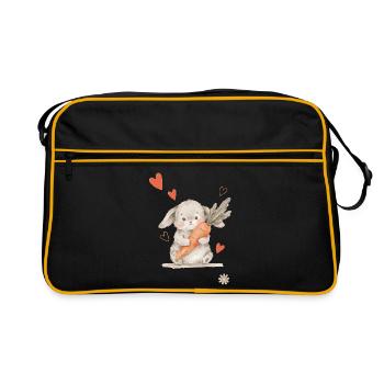 Bunny Carrot Hearts Cute Forest Creatures - Retro Bag - black/gold - Front