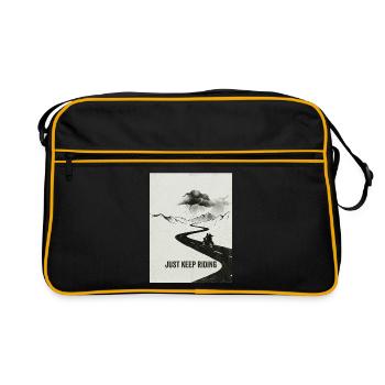 Fahr einfach weiter Motorradabenteuer - Retro Tasche - Schwarz/Gold - Vorne