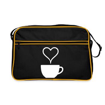 Cadeau de la tasse à café Cœur Café Tasse d’espresso - Sac Retro - noir/or - Devant