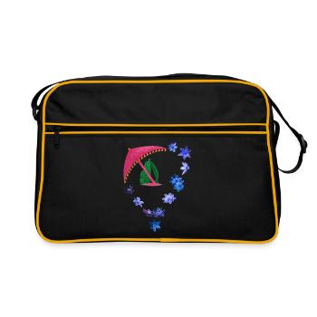 Parapluie scintillant et anneau de fleurs - Sac Retro - noir/or - Devant