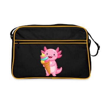 Axolotl Rose Comic avec Cône d’École – Art de la Rentrée - Sac Retro - noir/or - Devant