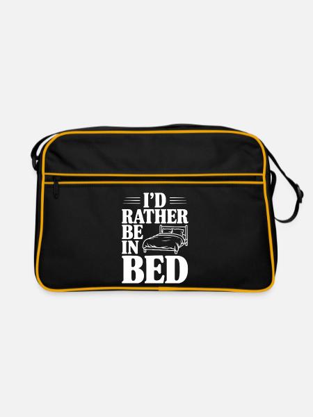 Ich wäre lieber im Bett - Retro Tasche - Schwarz/Gold
