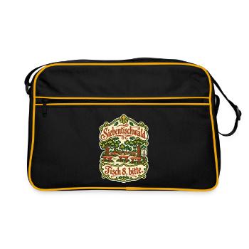 Siebentischwald Tisch 8 bitte - Retro Tasche - Schwarz/Gold - Vorne