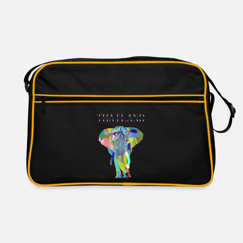 THAILAND ELEFANT GESCHENK IDEE - Retro Tasche - Schwarz/Gold