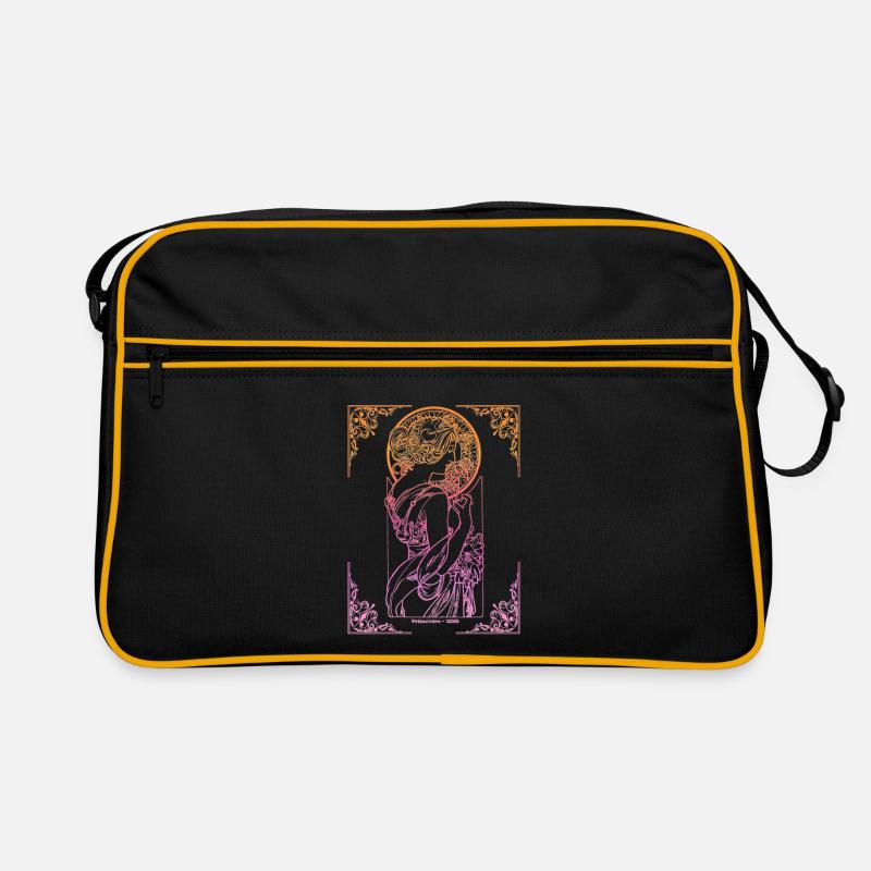 Alfons Mucha - Retro Tasche - Schwarz/Gold