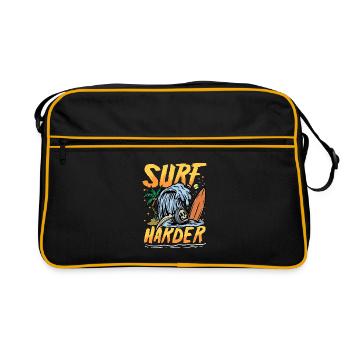 Härter surfen | Sun & Chill Beach Totenkopf - Retro Tasche - Schwarz/Gold - Vorne