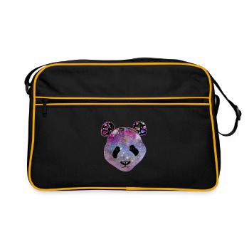 Funny Panda Gift Idea - Retro Bag - black/gold - Front