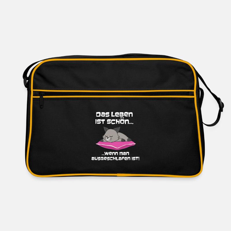 Ausgeschlafen Katze Schlafen Retro Tasche