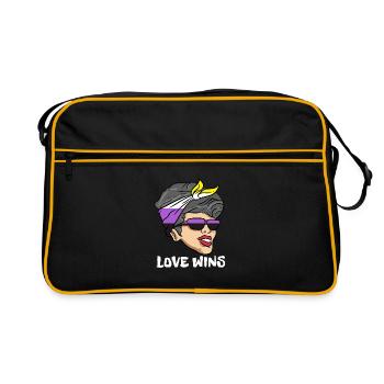 Non Binary Gender Flag Gift - Retro Bag - black/gold - Front