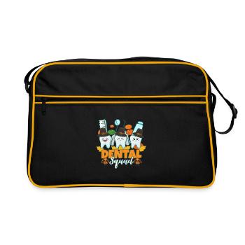 Zahn Zähne Zahnarzt Zahnmedizinische Angestellte - Retro Tasche - Schwarz/Gold - Vorne