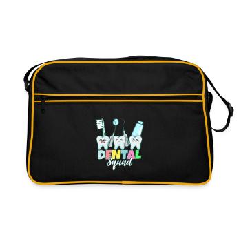 Zahn Zähne Zahnarzt Zahnmedizinische Angestellte - Retro Tasche - Schwarz/Gold - Vorne