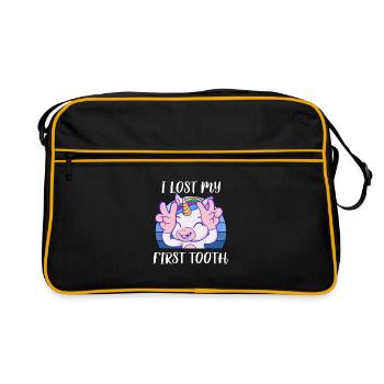 Zahn Zähne Zahnarzt Zahnmedizinische Angestellte - Retro Tasche - Schwarz/Gold - Vorne
