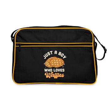 Just a boy who loves waffles - Retro Bag - black/gold - Front