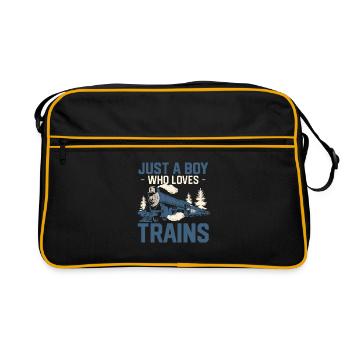 Just a boy who loves trains - Retro Bag - black/gold - Front