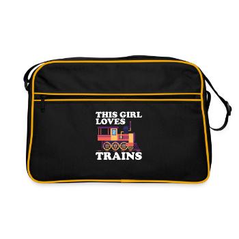 This girl loves trains - Retro Bag - black/gold - Front