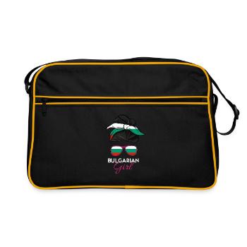 Bulgarisches Mädchen - Retro Tasche - Schwarz/Gold - Vorne