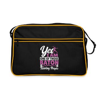 Bâton Twirling Bâton Twirler cadeau - Sac Retro - noir/or - Devant