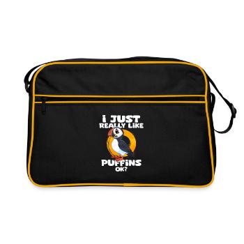 Gift for Atlantic Puffins - Retro Bag - black/gold - Front