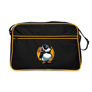 Gift for Atlantic Puffins - Retro Bag - black/gold - Front