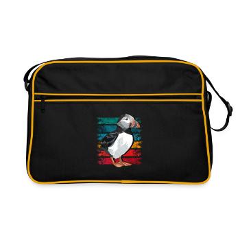 Gift for Atlantic Puffins - Retro Bag - black/gold - Front