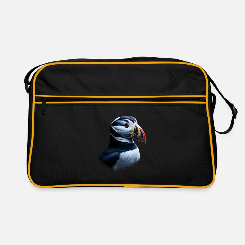 Papageientaucher Vogel Geschenk - Retro Tasche - Schwarz/Gold