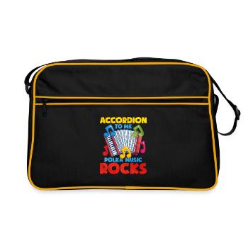 Accordion Polka Music Gift - Retro Bag - black/gold - Front