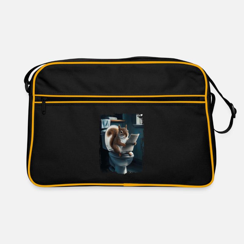 Eichhörnchentoilette Geschenk - Retro Tasche - Schwarz/Gold